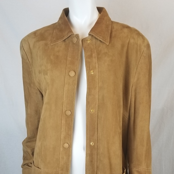Escada Neiman Marcus Suede Jacket Mustard Brown - Picture 1 of 8